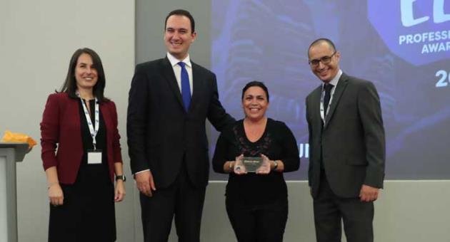 The winner of the fourth Inspiring ELT Professional 2017, Marielou Mifsud. From left: Dr Odette Vassallo, ELT council member; parliamentary secretary Clifton Grima; the winner and Dr Daniel Xerri, ELT Council chairperson