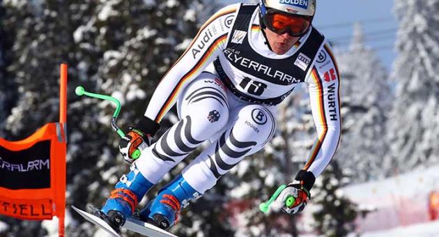 Germany's Thomas Dressen speeds down the course during an alpine ski, men's World Cup downhill, in Kvitfjell, Norway, Saturday, March 10, 2018. (AP Photo/Alessandro Trovati)