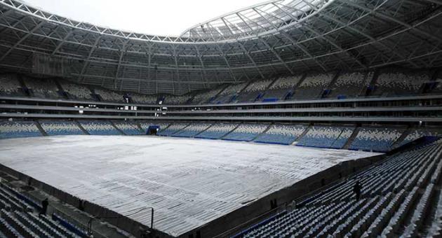 A view of the 45,000-seat Samara Arena in Samara, Russia, Wednesday, March 21, 2018. FIFA says a World Cup stadium in the Russian city of Samara requires 