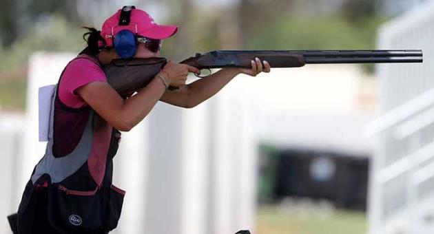 Malta's only female shooter, Mikaela Galea was in action at the Trap Women qualification Day 1. Photo: Domenic Aquilina