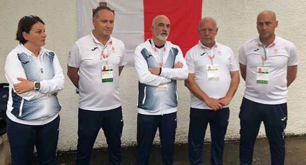 The MOC delegation during the press briefing outside the Maltese athletes' quarters in Budva