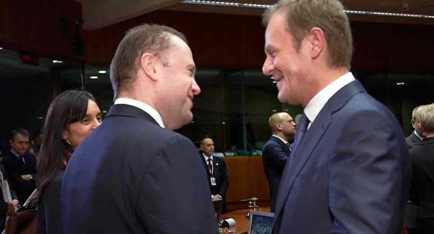 Prime Minister Joseph Muscat with President of the European Council Donald Tusk.