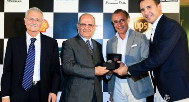 From left: Joe Said Chairman of the Valletta Gran Prix Foundation, the winner Roberto Farneti, Drew Campbell- Smith from Chopard and Malcolm Lowell from Edwards Lowell.