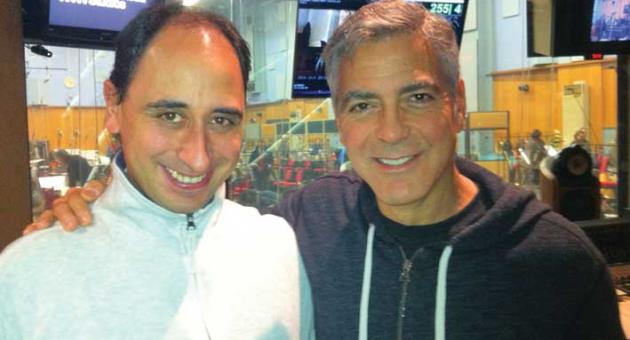 Carmine Lauri with George Clooney during recording of Monuments Men