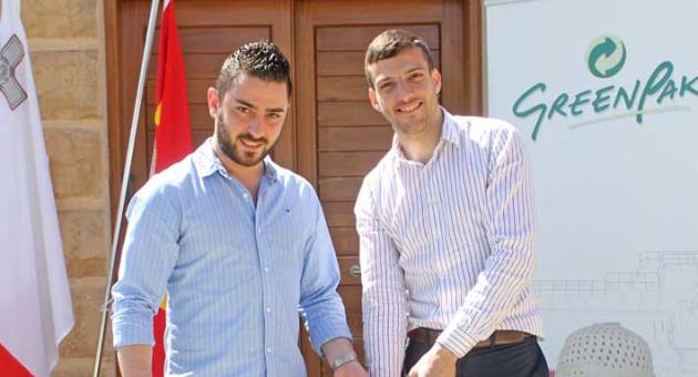 The first Batree containers have been installed at the local councils of Birkirkara, Qormi, Sliema, Hamrun, Santa Venera, Ghaxaq and Pembroke. Picture shows: Pembroke mayor Dr Dean Hili and GreenPak’s  Operations manager Daniel Tabone 