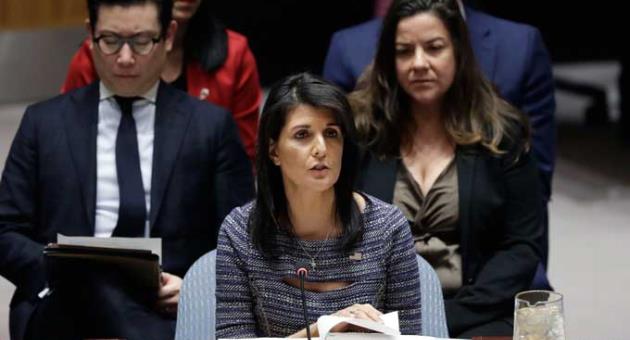 In this Dec. 22, 2017, file photo, U.S. Ambassador Nikki Haley speaks in favor of a resolution at United Nations headquarters.