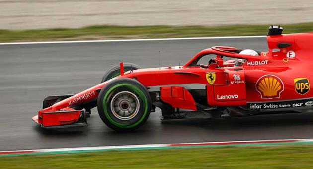Ferrari driver Sebastian Vettel of Germany steers his car during a Formula One pre-season testing session at the Catalunya racetrack in Montmelo, outside Barcelona, Spain, Thursday, March 1, 2018. (AP Photo/Francisco Seco)