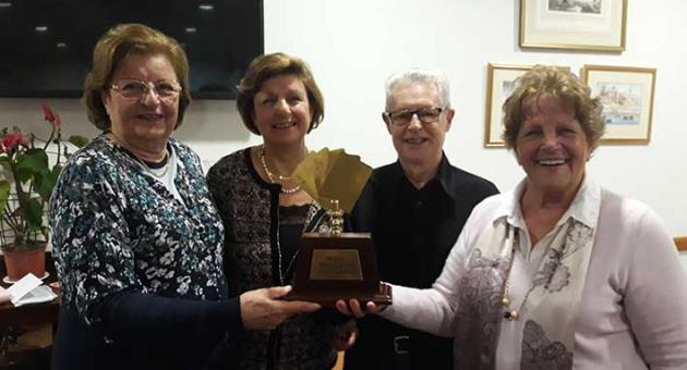 The winning team at the Malta Bridge Club: Joan Consiglio, Irene Naudi, Graham Penney and Nathalie Marlin.
