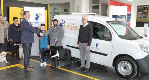 Julian Sammut, Trustee of The Alfred Mizzi Foundation, hands over the keys of the brand new Renault Kangoo van to MGDF chairman Leone Sciberras and Samuel Farrugia. Looking on are (from left) Luca Taliana, Jane Mizzi, Rita Criminale and Chris Briffa