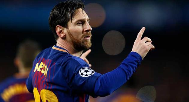 Barcelona's Lionel Messi celebrates after scoring the opening goal during the Champions League round of sixteen second leg soccer match between FC Barcelona and Chelsea at the Camp Nou stadium in Barcelona, Spain, Wednesday, March 14, 2018. (AP Photo/Manu Fernandez)