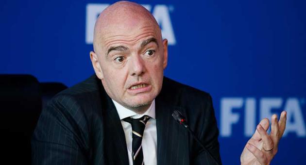 FIFA President Gianni Infantino speaks during a press conference after the FIFA Council Meeting, in Bogota, Colombia, Friday, March, 16, 2018. FIFA has finally and fully approved video review to help referees at the World Cup. The last step toward giving match officials high-tech help in Russia was agreed to on Friday by FIFA's ruling council chaired by Infantino. (AP Photo/Fernando Vergara)