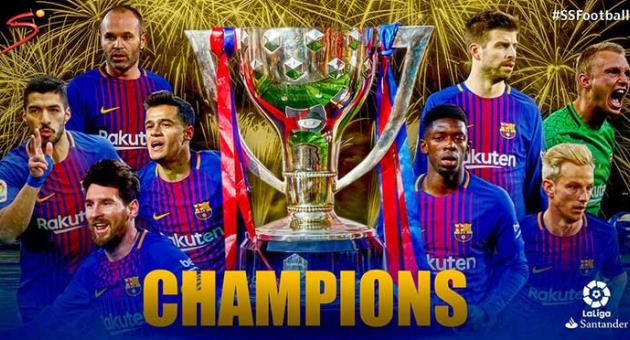 Spanish La Liga Barcelona win league title with their eighth