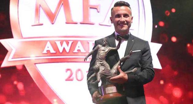 Gzira United's Andrew Cohen was voted as Malta's Footballer of the Year at the Malta Football Awards 2018 hosted by the Malta Football Association. Photo: Domenic Aquilina