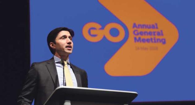 GO's Chief Executive Officer, Nikhil Patil, addressing shareholders during the AGM