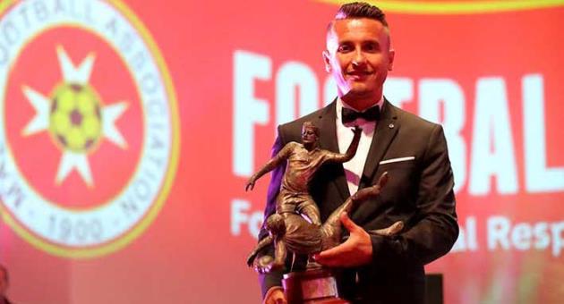 Cohen with the coveted Malta Footballer of the Year trophy won this year for a record fourth time. Photo: Domenic Aquilina