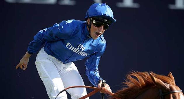 Masar ridden by jockey William Buick coming home to win the Investec Derby during derby day of the 2018 Investec Derby Festival at Epsom Downs Racecourse, Britain, on Saturday June 2, 2018. (Adam Davy/PA via AP)