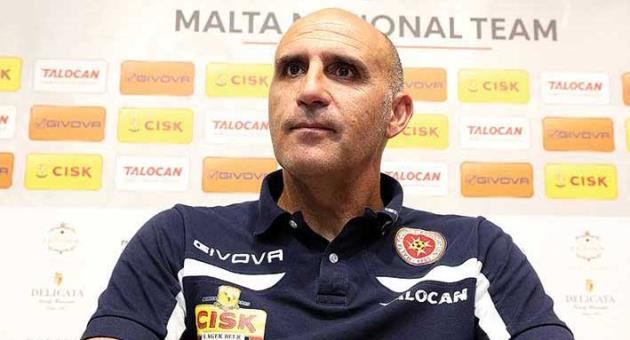 Malta U21 head coach Silvio Vella listens to questions during Malta's press briefing ahead of Malta's Group 6 qualifier against Sweden. Photo © Domenic Aquilina