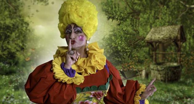 Jean-Pierre Busuttil as Dame in the MADC-Panto at MFCC. Photo: Sebio Aquilina