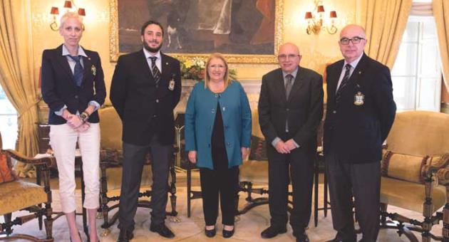 H.E. Chev Francisco de Borbón Graf von Hardenberg and H.E. Marie-Louise Coleiro Preca with Dame Patricia Pedrazas Freeman, the Secretary to the President Mr Carmel Briffa and Chev Carmel Bonello