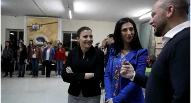 Alison Grech, Senior Coordinator at BNF Bank with Maria Buttigieg Brooks, representative of Puttinu Cares during the Voca rehearsals accompanied by Voca Choir Committee representative Nicholas Zammit