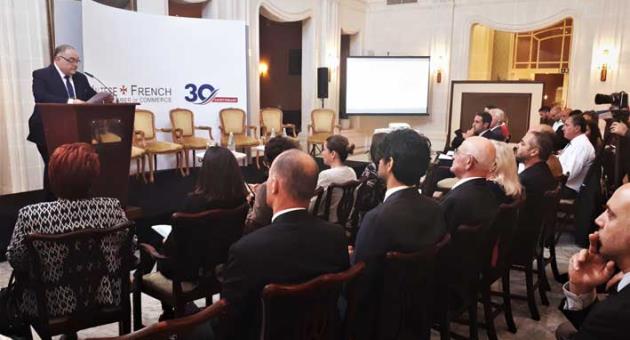 Joseph Bugeja President of the Maltese-French Chamber addressing the conference