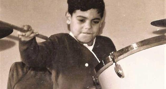 Joe Camilleri, il-Bibi aged 12 playing the drums