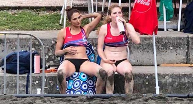 Malta’s women’s beach volleyball duo on Tuesday. Photo: Chris Cassar