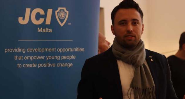 JCI Malta National President Markus Behmann presenting the Calendar Launch for the year