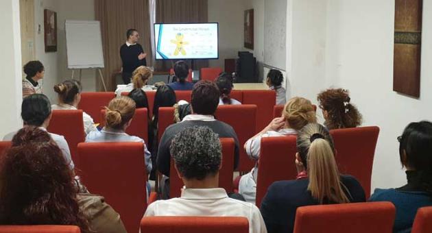 Gabi Calleja and Aaron Giardina during the LGBTIQ session for CareMalta staff members, held at Roseville in Attard.