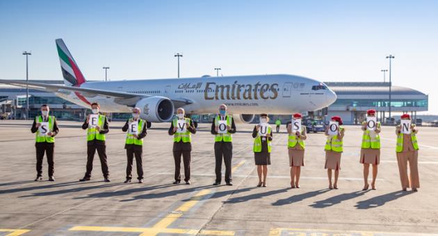 Emirates’ outstation airport teams from Prague, Czech Republic, devotedly sent of their last passenger flights before the suspension took effect.