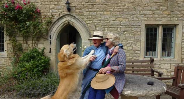 Judith, Anthony and a very friendly Cedric at Pear Cottage in Windrush