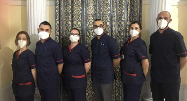 The vaccination team (from left): Maria Xuereb, Matthew Vassallo, Zvetlana Farrugia, Noel Borg, Maria Cekic and Paul Sceberras. 