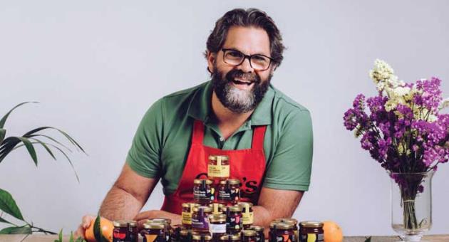Gerald with a selection of his jams and marmalades