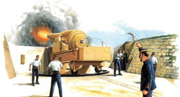 The Famous 100-ton gun in action