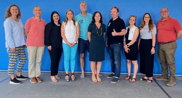 Prof Tanya Sammut Bonnici: Chair, Melita Foundation (centre), flanked by Alan Montanaro and David Hirst from Malta Drama with Jonathan Portanier Mifsud, Head, Robert Cilia, Assistant Head and teachers from the Maria Regina College Naxxar Induction Centre and the Melita Foundation Board Members.