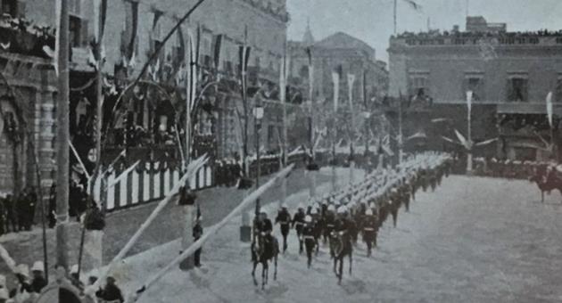 Royal Garrison Regiment defile past H. R. H Duke of Connaught