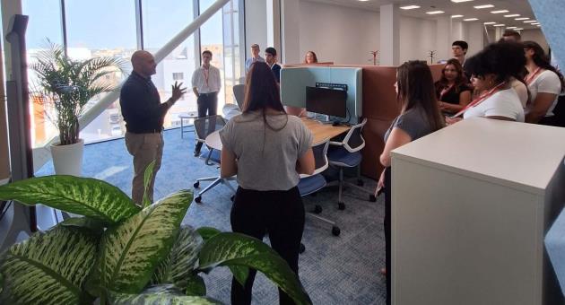 Matthew Mamo, Deputy Head of Human Resources at HSBC Malta (far left) welcoming the summer interns.