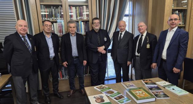 Academy director Professor Charles Savona-Ventura (4th from left) with University fector Professor Alfred J. Vella flanked by (from left) Carmel Bonello, Dr Ray Gatt, Professor Dominic Fenech, Professor Horatio C. Vella and Kevin J. Ellul