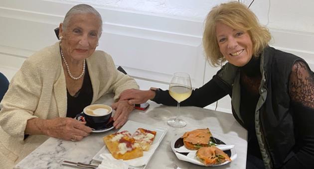 Kerstin and Marie enjoying brunch and a conversation about Kerstin’s Art at Atilem in Valletta