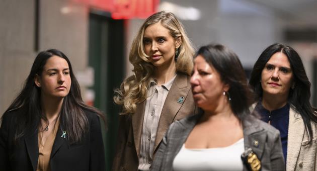 Kaja Sokola arrives at Manhattan criminal court before Harvey Weinstein's trial on Thursday, May 8, 2025 in New York. (Angela Weiss/Pool Photo via AP)