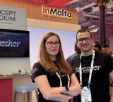 Lorraine Borg, chief Brand officer, together with Jonathan Dalli, founder and CEO of Concept Stadium at London Tech Week