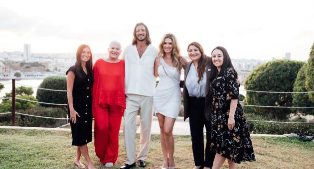 From left: Stephanie Gambin (The Phoenicia Malta sales manager), Robyn Pratt (General Manager), Matthew Copley, Delta Goodrem, Christine Darmanin (PR & Marketing Manager) and Enya Stellini (Events Manager).