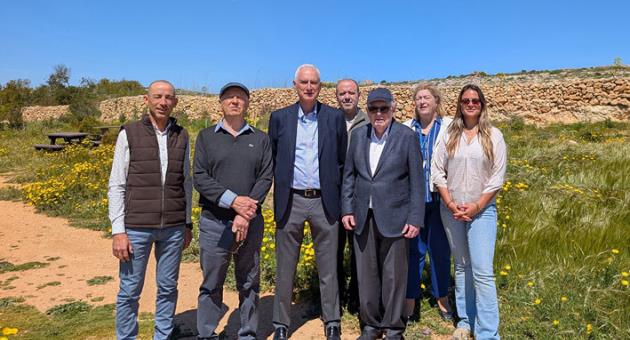 Louis A. Farrugia, Chairman of the Farsons Foundation, front and second from right, together with members of the Board of Administrators of the Farsons Foundation and the Majjistral Park team on a recent visit to the Majjistral Nature and History Park. 