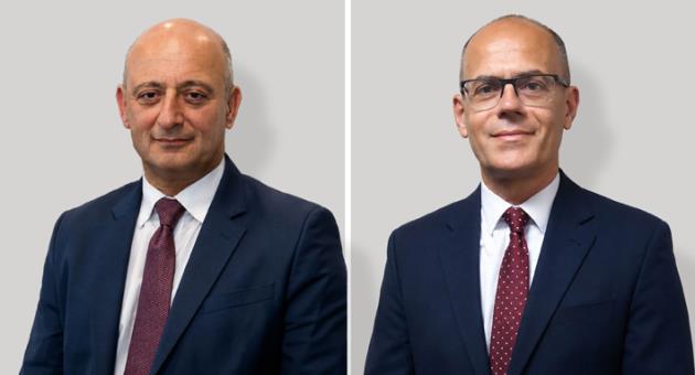 Kenneth Farrugia (left), reappointed Chair of the Malta Bankers’ Association, with newly elected Deputy Chair Gino Farrugia (right).