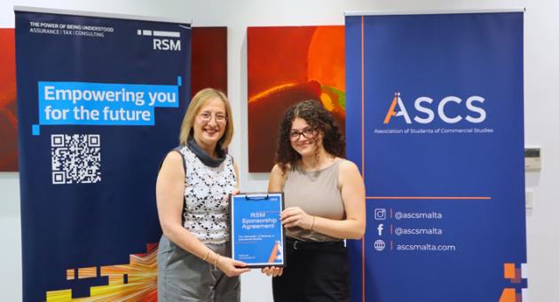 From left: Karen Spiteri Bailey, Managing Partner at RSM Malta and Nicole Azzopardi, ASCS President, following the signing of the partnership agreement to strengthen student engagement and career development
