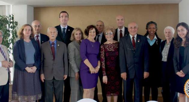 Front row: Mr Vince Bonello, British High Commissioner H.E. Mr Rob Luke, deputy head of Mission of the Russian Federation Mr Pavel Dyukarev , Mr Peter Robinson MBE and American Ambassador H.E. Ms Gina Abercrombie Winstanley Second row: Mr Joseph Buttigieg, Australian High Commissioner H.E. Ms Jane Lambert,  vice chairman Mr Lino Camilleri MBE, Mrs Elena Dyukareva, Ms Mary Galea Debono, Mrs Mary Robinson, Judge Joe Galea Debono, New Zealand Honorary Consul Ms Jill Camilleri  and Ms Nicole Scerri